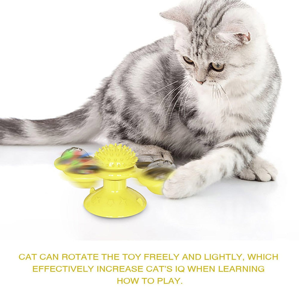 Cat Rotating Windmill Toys Itch Scratching Device Teeth Shining Toy