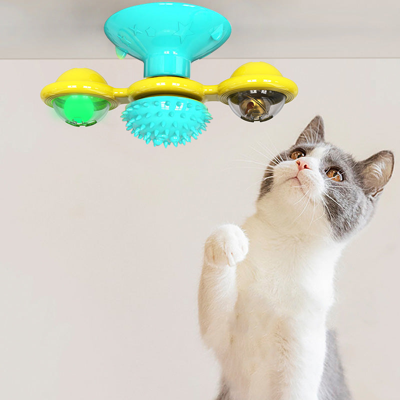 Cat Rotating Windmill Toys Itch Scratching Device Teeth Shining Toy