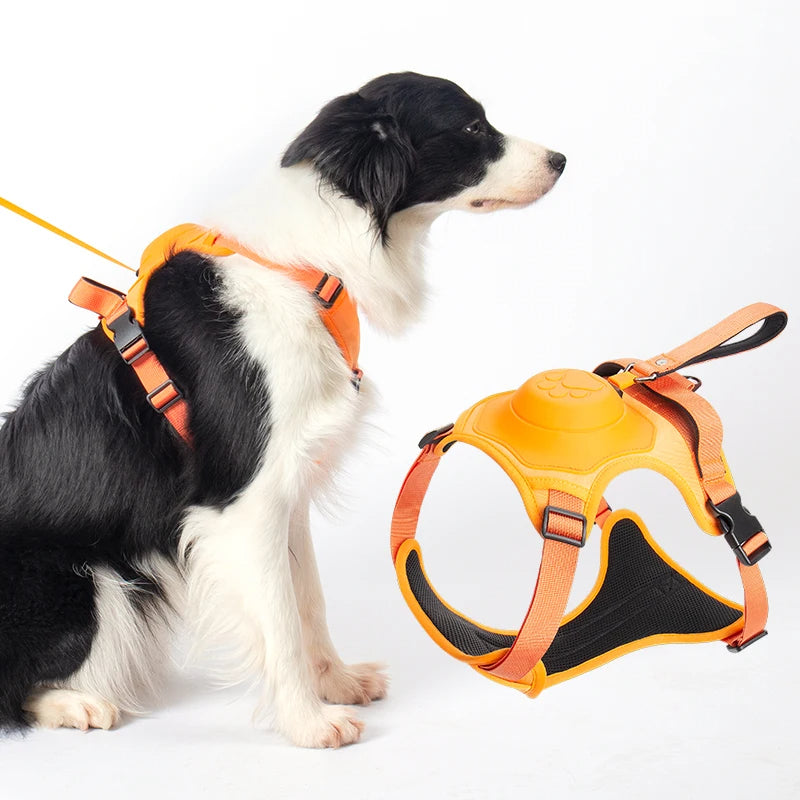Retractable Dog Harness Vest Explosion-Proof Breathable Adjustable Safety Walking Harness