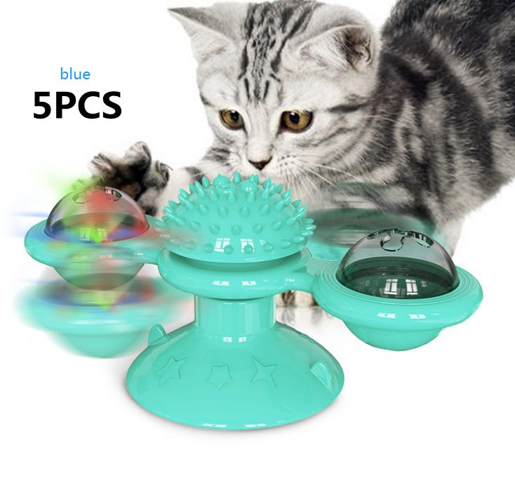 Cat Rotating Windmill Toys Itch Scratching Device Teeth Shining Toy