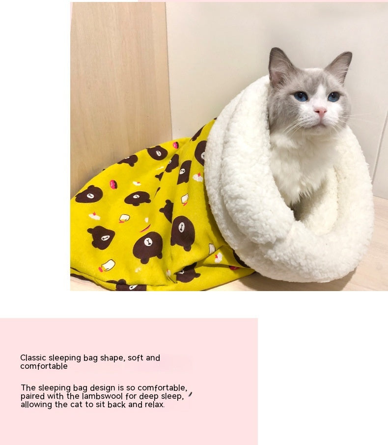 Pet Sleeping Bag Lambswool Thickened Cat & Dog Nest
