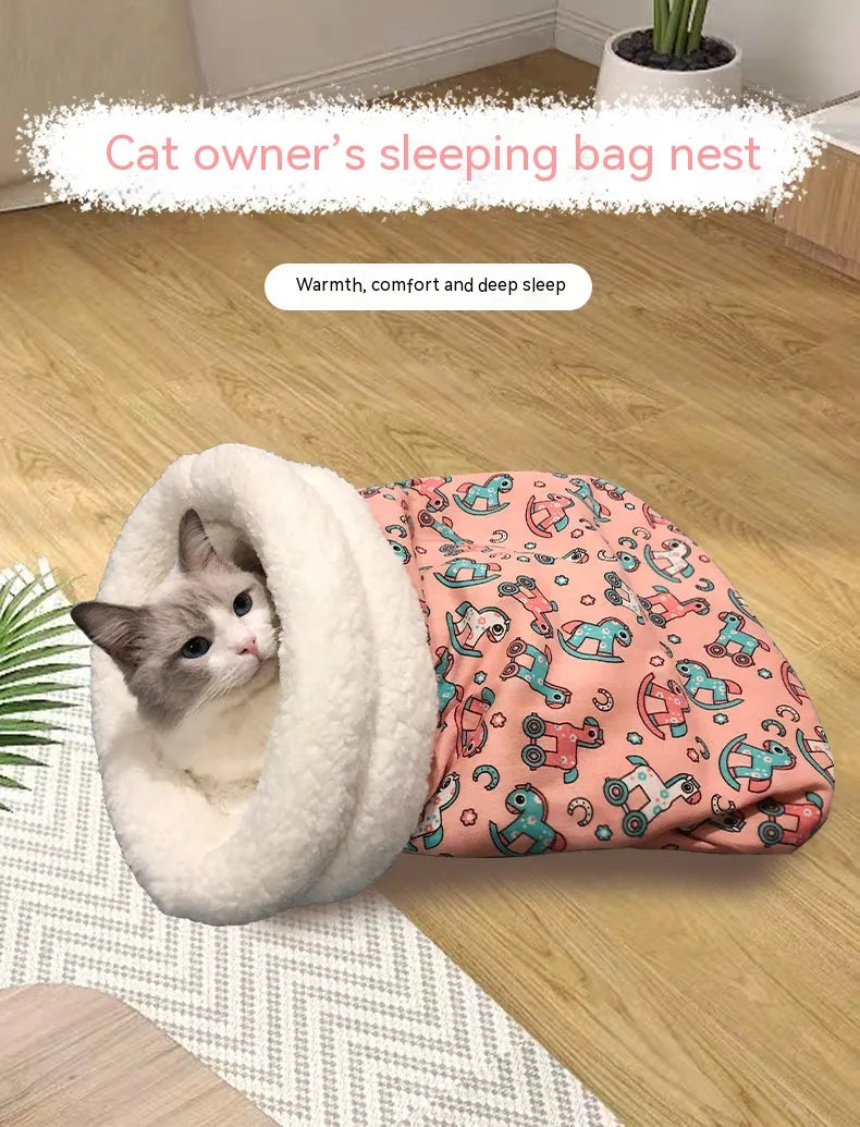 Pet Sleeping Bag Lambswool Thickened Cat & Dog Nest