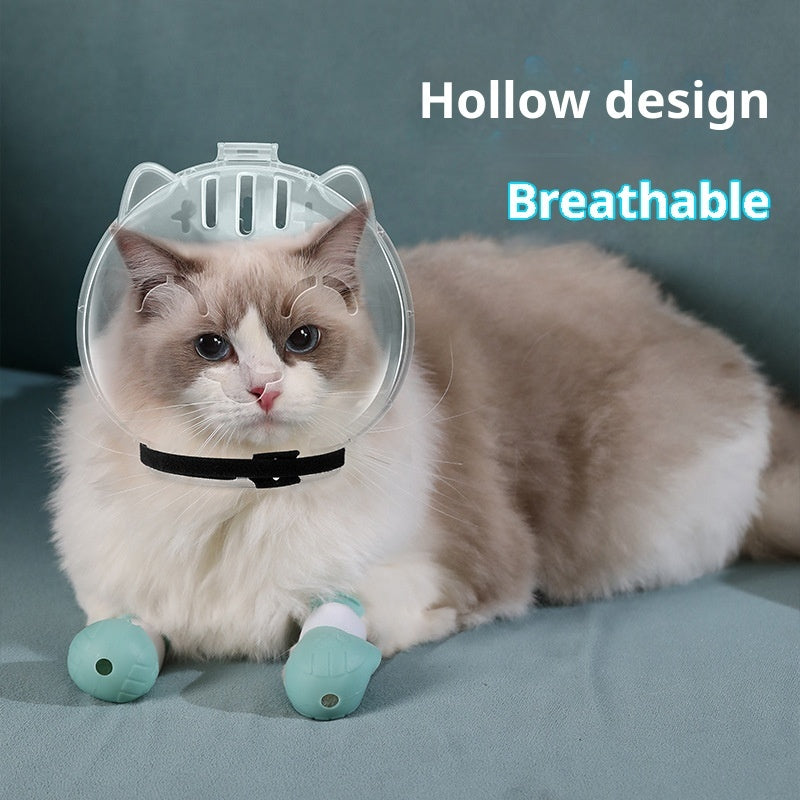 Cat Transparent Muzzle with Breathable Hood Anti-Scratch & Bite