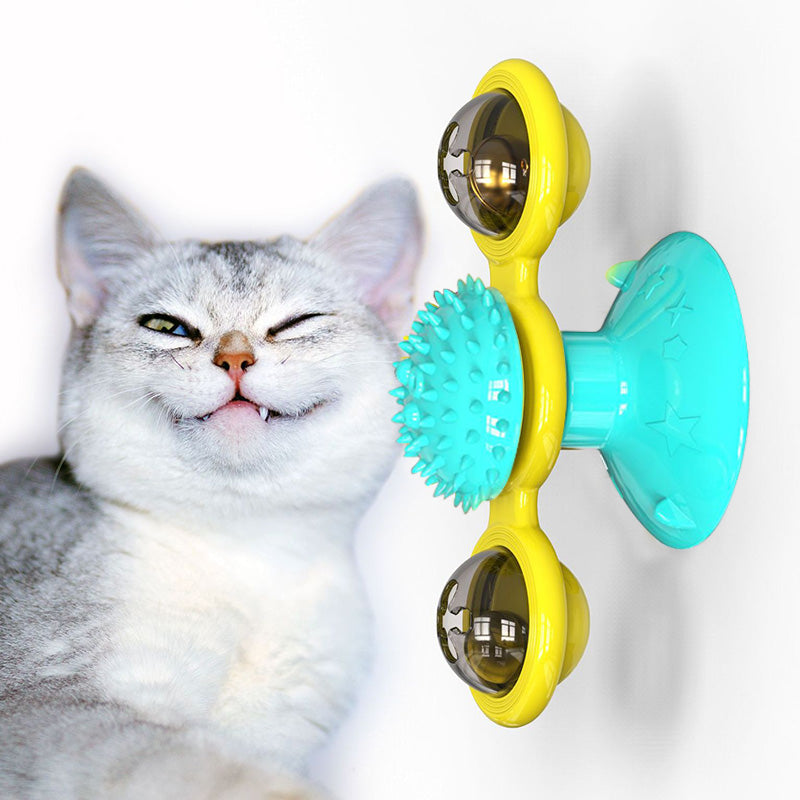 Cat Rotating Windmill Toys Itch Scratching Device Teeth Shining Toy