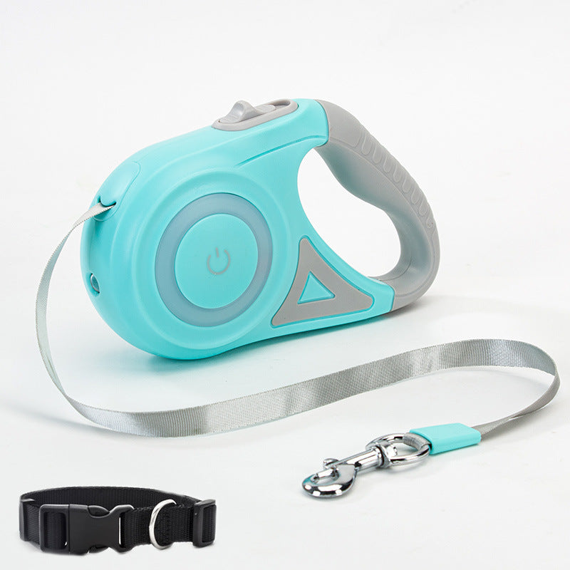 Retractable Dog Leash with LED Spotlight & Emergency Light Traction Rope