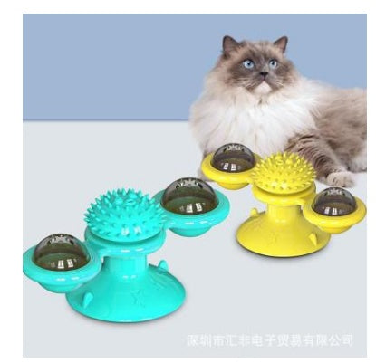 Cat Rotating Windmill Toys Itch Scratching Device Teeth Shining Toy