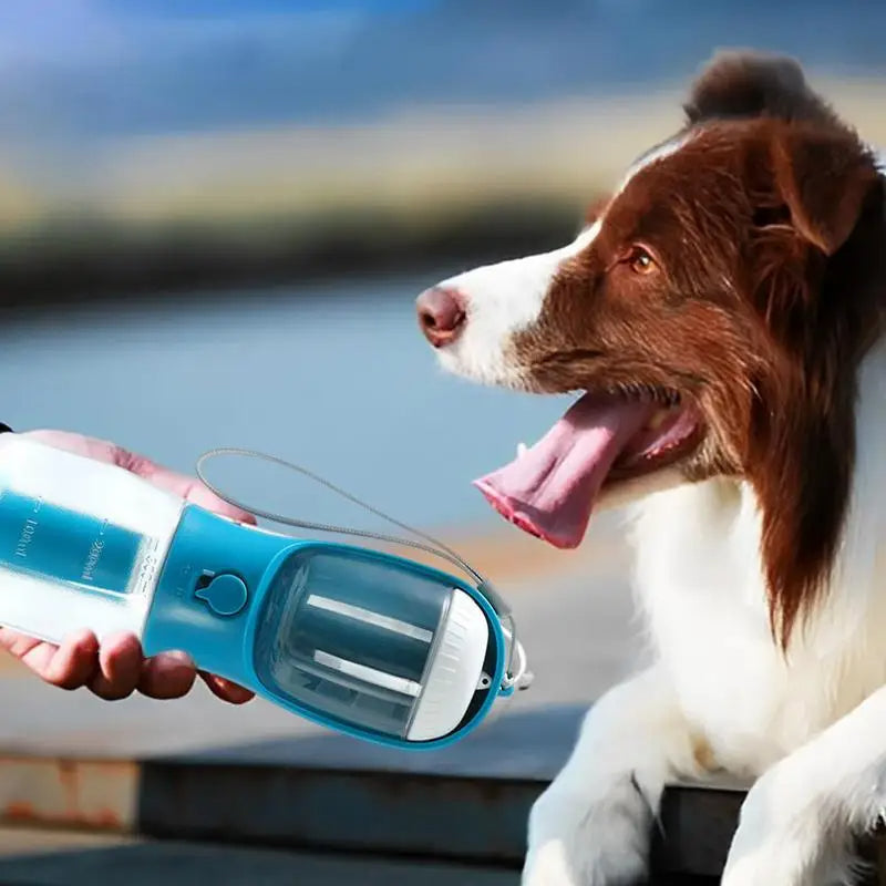 Portable 3-in-1 Pet Bottle – Water, Food & Poop Bag Dispenser