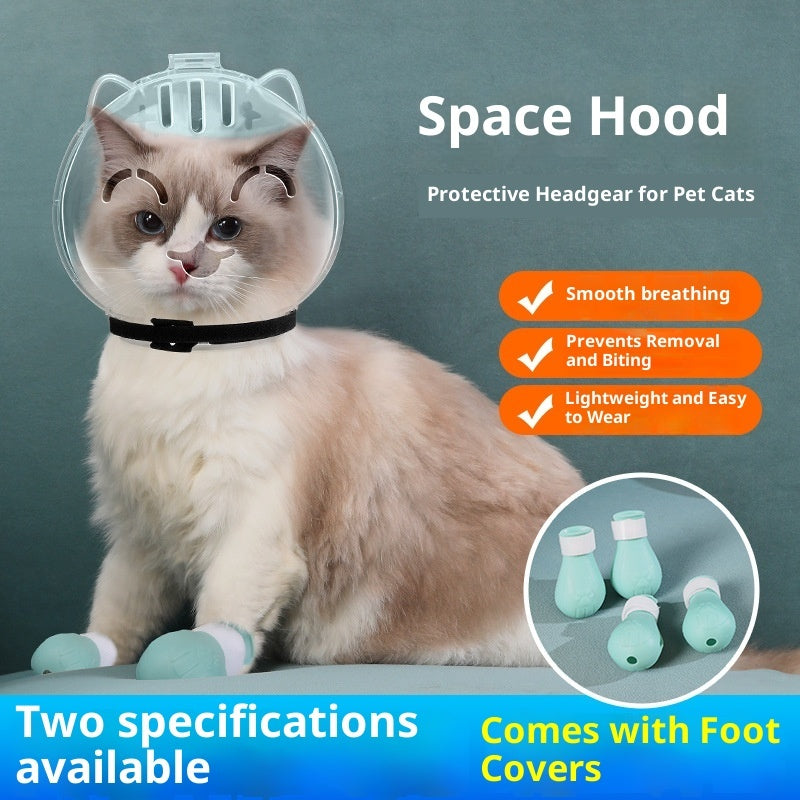 Cat Transparent Muzzle with Breathable Hood Anti-Scratch & Bite