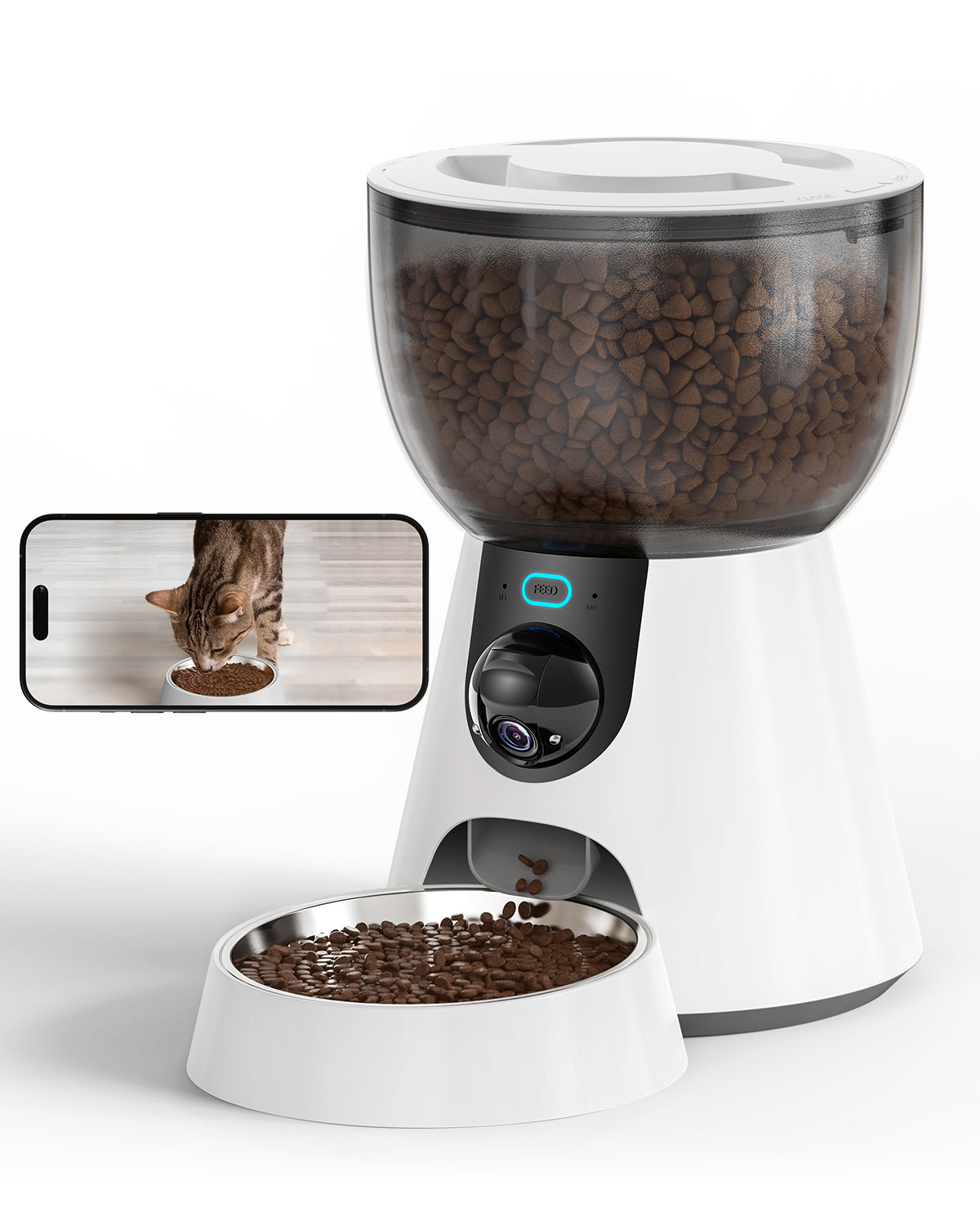 5G Cat Automatic Feeder with HD Camera Night Vision and Voice Recording