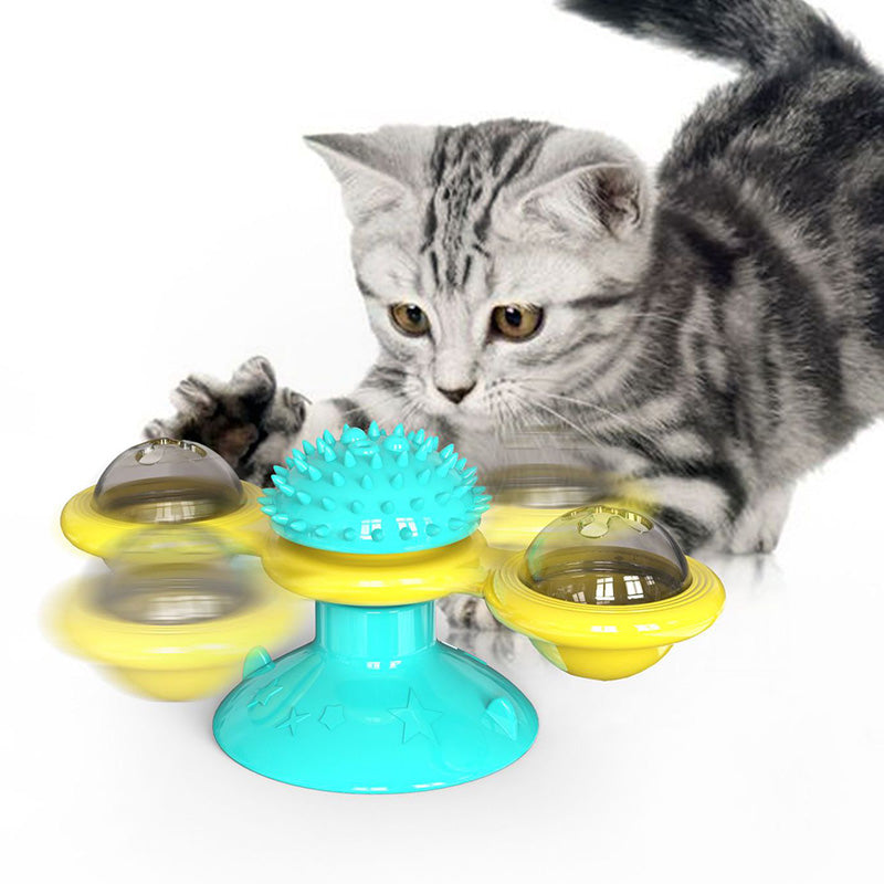 Cat Rotating Windmill Toys Itch Scratching Device Teeth Shining Toy