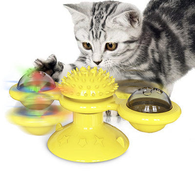 Cat Rotating Windmill Toys Itch Scratching Device Teeth Shining Toy