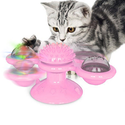 Cat Rotating Windmill Toys Itch Scratching Device Teeth Shining Toy