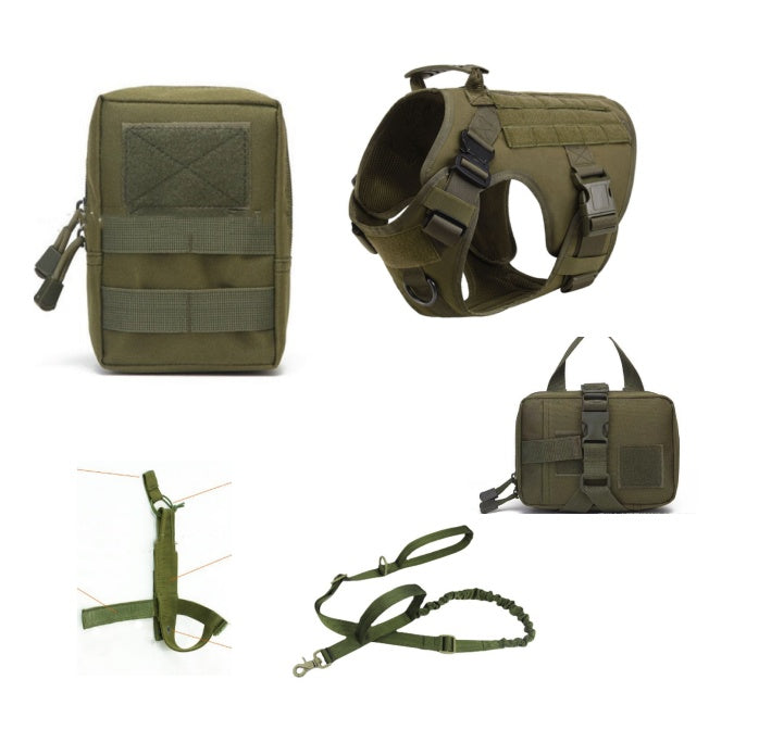 Military Tactical Dog Harness with Metal Buckles & Handle