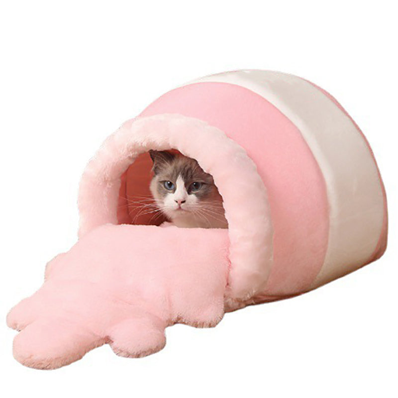 Yellow Honey Pot Cat Bed Cave – Cozy Indoor Cat Hideaway