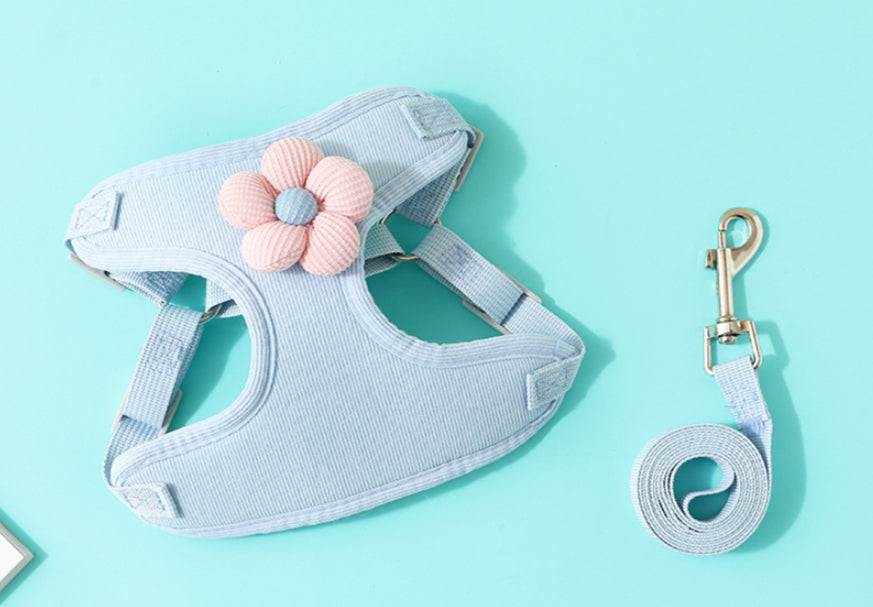 Flower Designed Vest-style Chest Strap Dog & Cat Leash