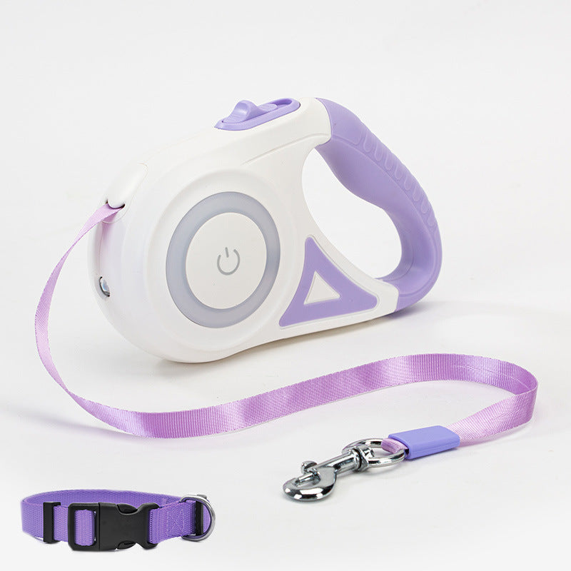 Retractable Dog Leash with LED Spotlight & Emergency Light Traction Rope