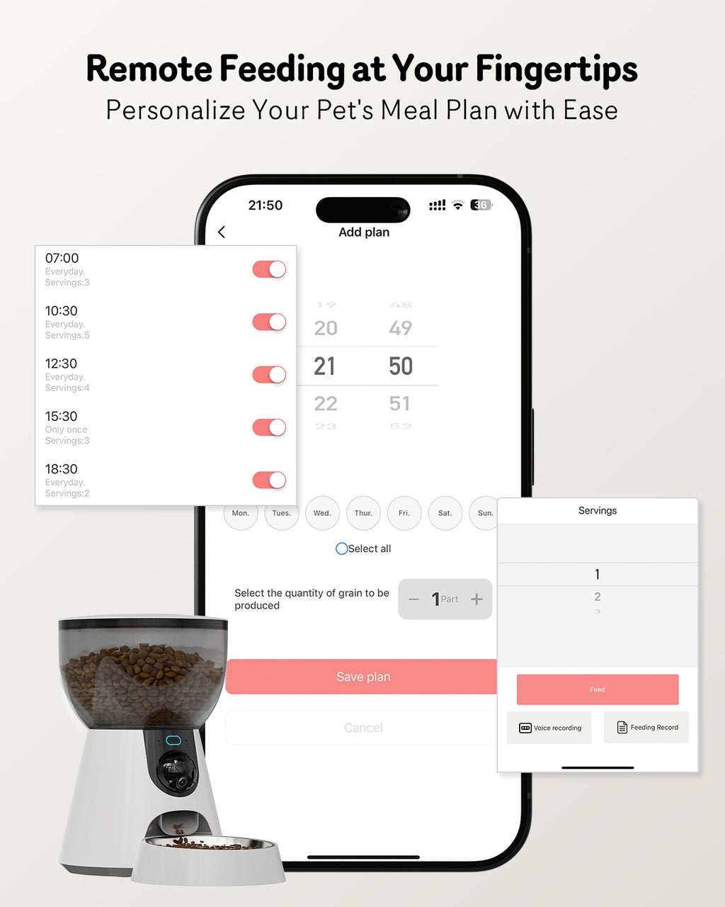 5G Cat Automatic Feeder with HD Camera Night Vision and Voice Recording