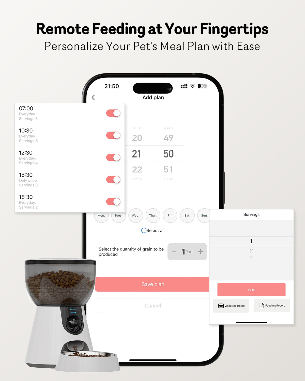 5G Cat Automatic Feeder with HD Camera Night Vision and Voice Recording