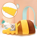 Yellow Honey Pot Cat Bed Cave – Cozy Indoor Cat Hideaway