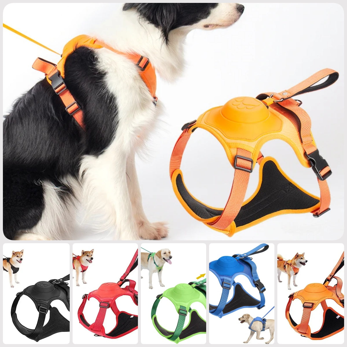 Retractable Dog Harness Vest Explosion-Proof Breathable Adjustable Safety Walking Harness