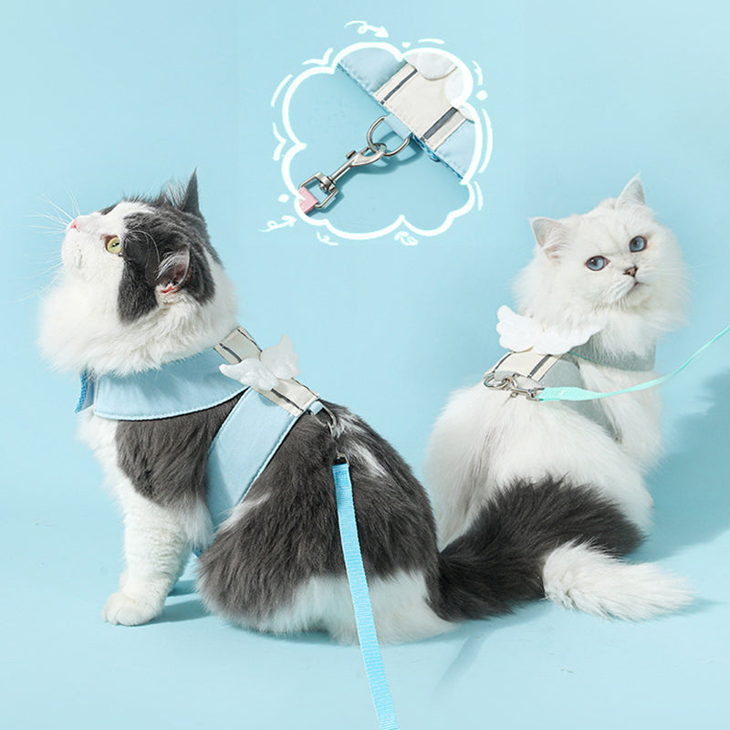 Adjustable Angel Wings Cat Leash Set