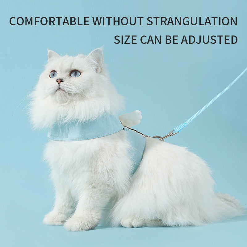White Angel Wings Cat Leash Set