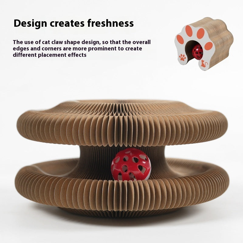 Magnetic Cat Scratching Round Board With Playing Ball